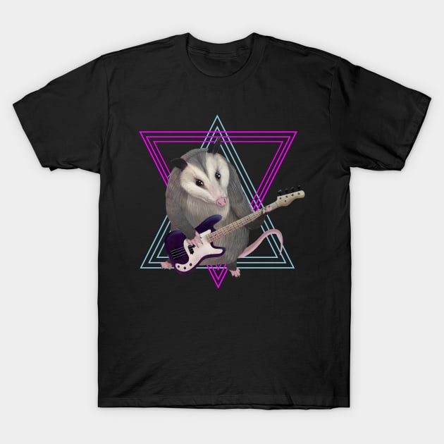 Opossum playing the bass guitar T-Shirt by Mehu Art